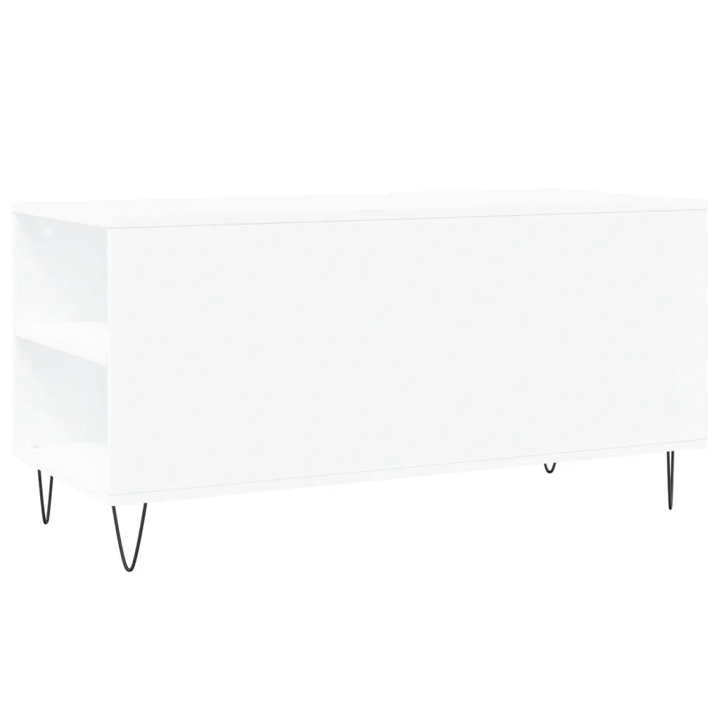 Tavolino da Salotto Bianco 102x44,5x50 cm in Legno Multistrato 830996