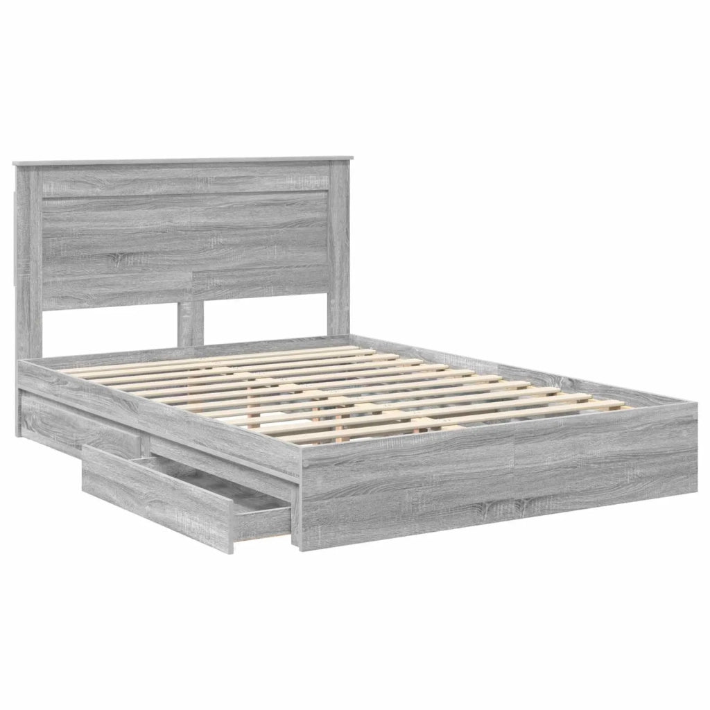 Letto con Contenitore con testiera Grigio Sonoma 140 x 200 cm