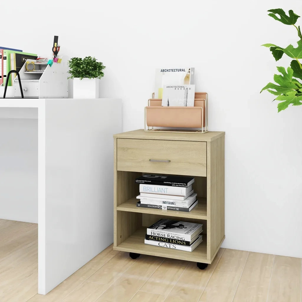 Mobiletto con Ruote Rovere Sonoma 46x36x59 cm Legno Multistrato 808470