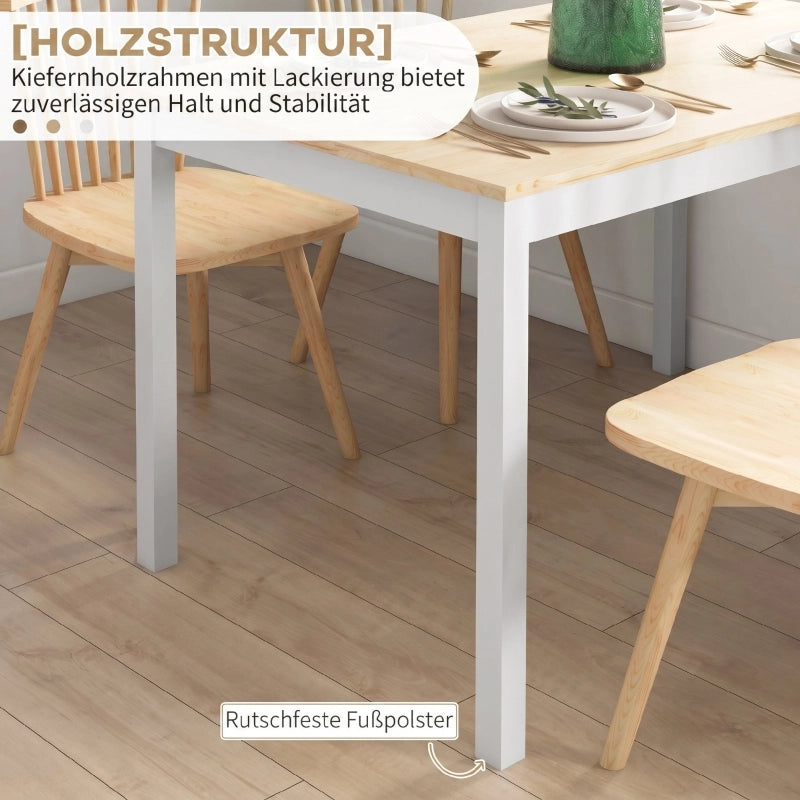 Tavolo da pranzo - 120x75 cm - stile country - per 4 persone - legno naturale - sala da pranzo