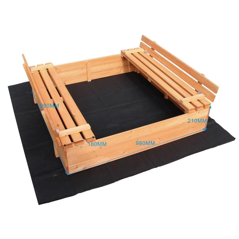 Sabbiera con coperchio ribaltabile 2 panche integrate 98 cm legno di abete rosso 16_0002201