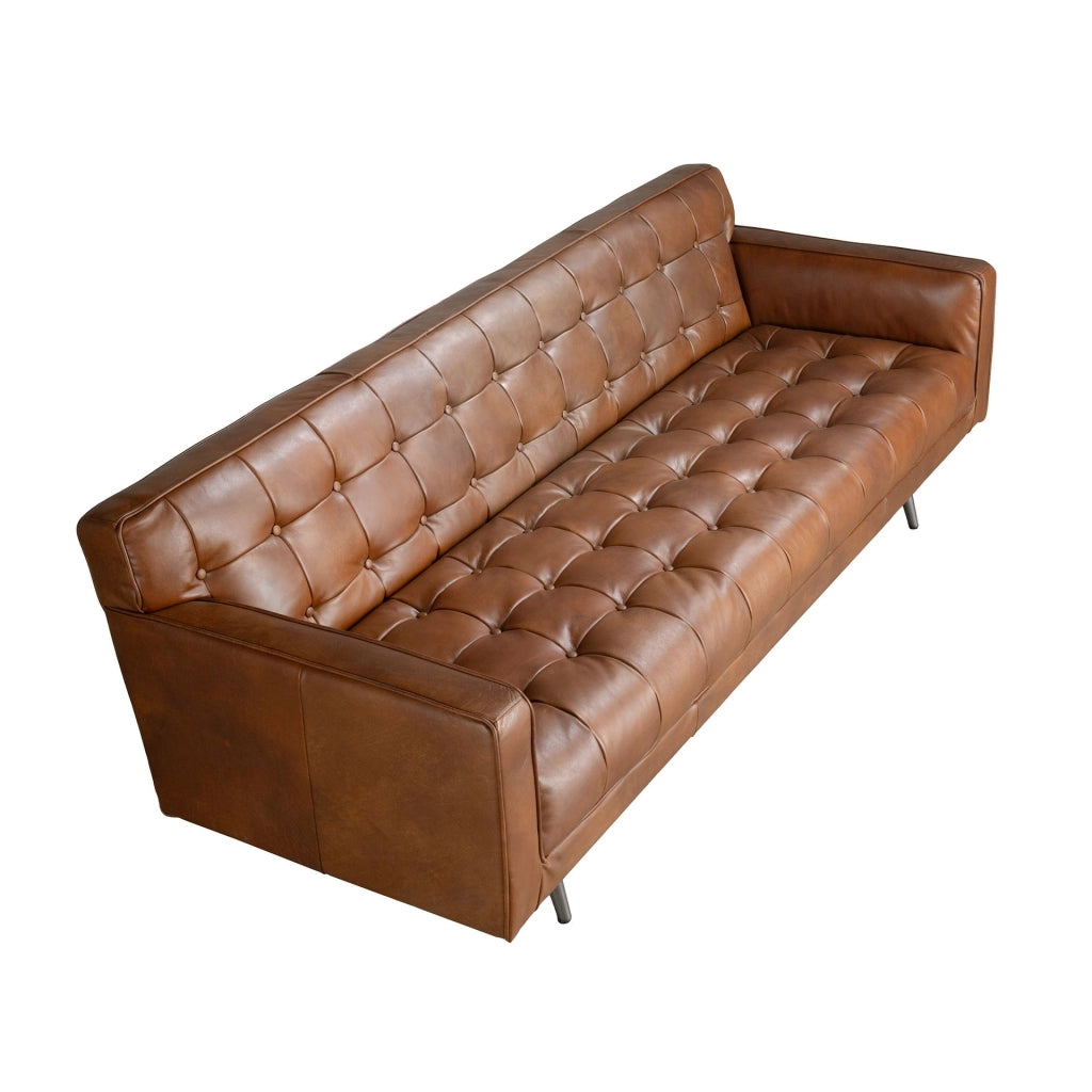 Divano Chester a 3 posti in pelle marrone scuro