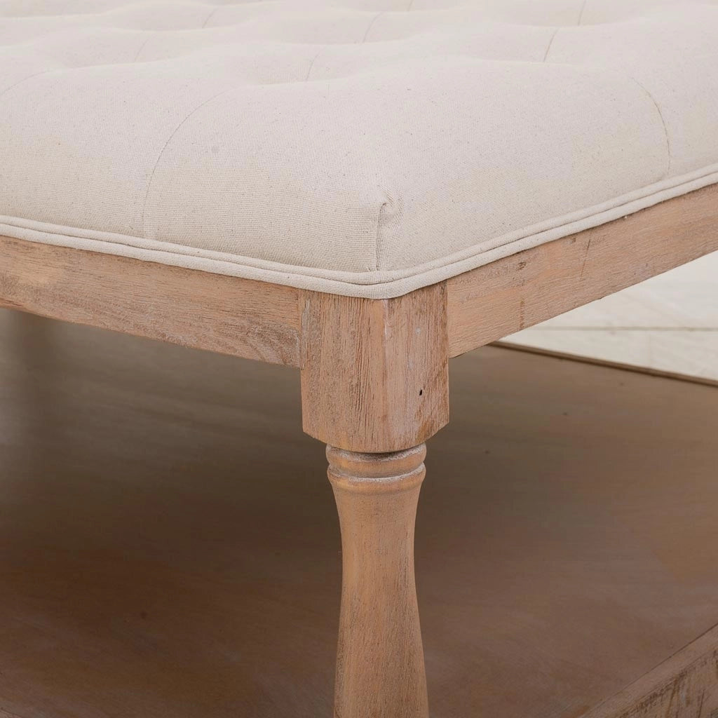 Sgabello imbottita in legno panna 110x78x48h