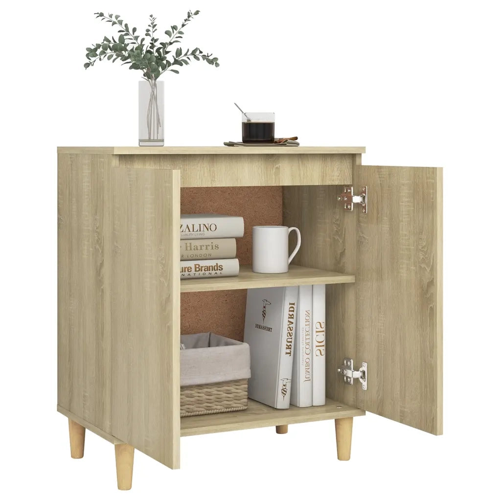 Credenza con Gambe Legno Massello Sonoma 60x35x70cm Multistrato 806070