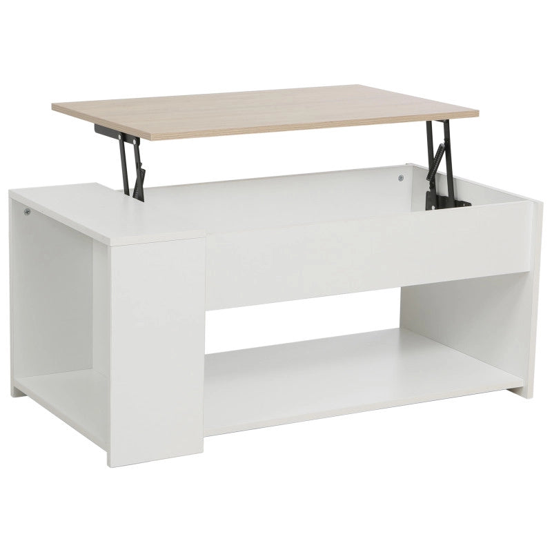 Tavolino Jasmine 100x50x45cm Colore Bianco Legno E Top Naturale
