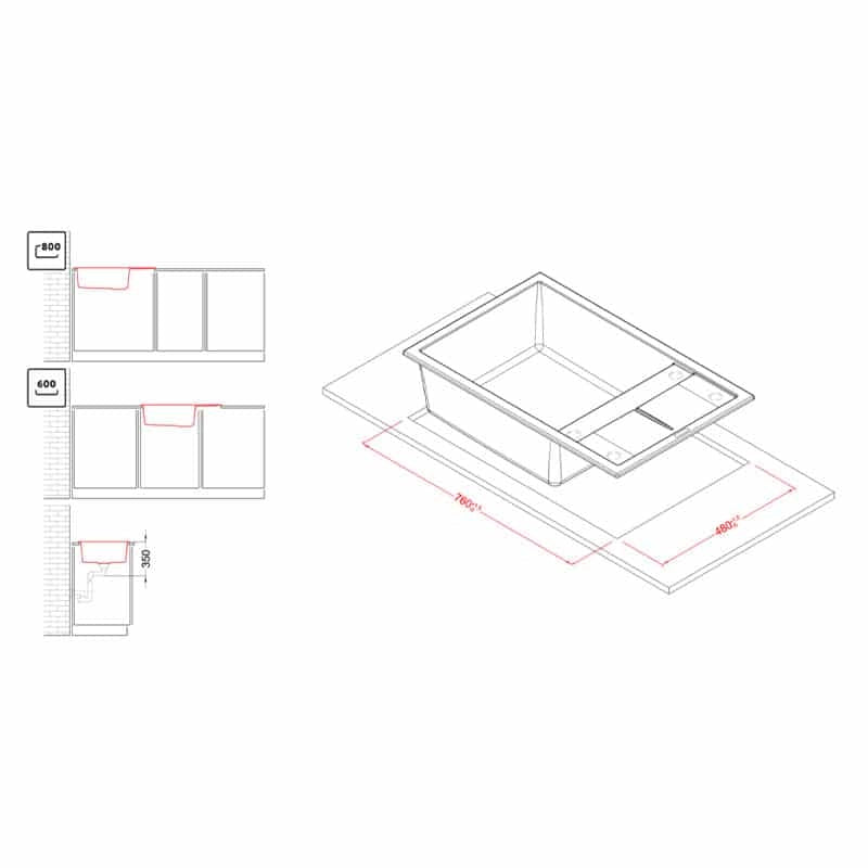 Lavello Elleci Incasso 1 vasca 78x50 Unico 310 Keratek Plus Bianco White Assoluto LKU31096