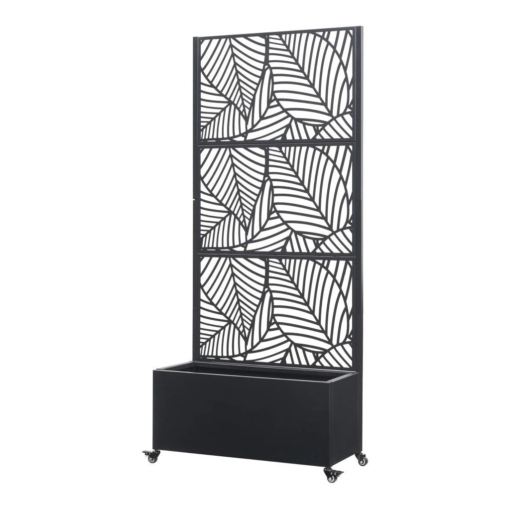 Parete divisoria con fioriera acciaio zincato 190 x 82 x 38 cm nero 03_0009266