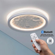 Plafoniera MOON LED CCT 60W Dimmerabile Lampada Tonda Effetto Luna Luce Soffitto Camera da Letto Bluetooth Telecomando