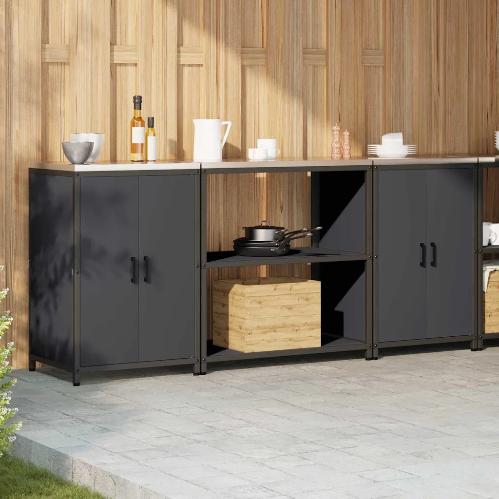 vidaXL Set di Stoccaggio per Cucina 3 pcs Antracite 210 x 50 x 92 cm