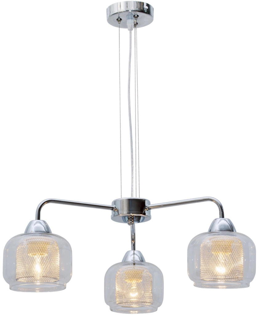 Lampadario Candellux RAY 3 luci E14 cromo vetro trasparente