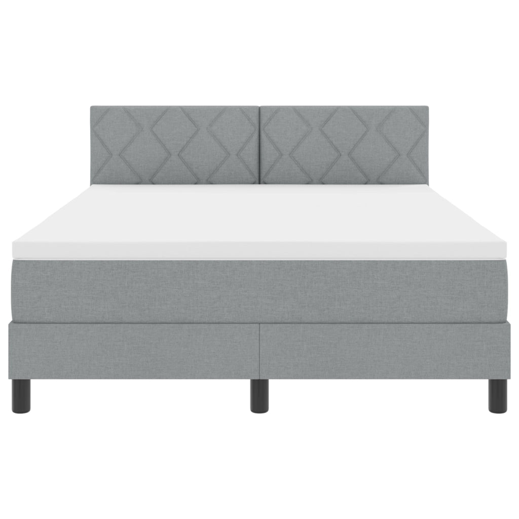 Letto Box Spring con Materasso & LED Grigio Chiaro 160x200 cm Tessuto