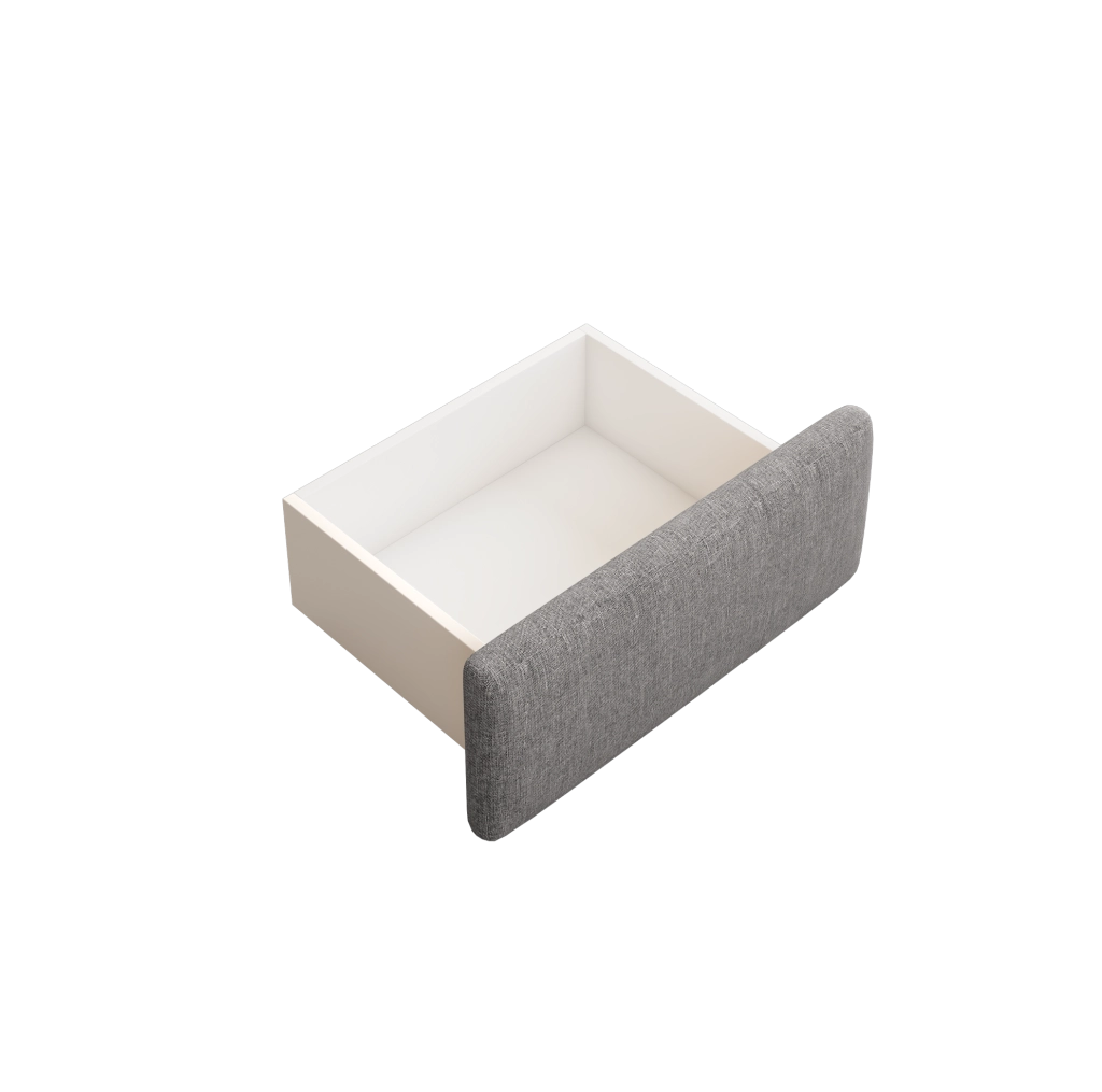 LETTO imbottito 140x200 cm grigio con contenitore idraulico e 2 cassetti