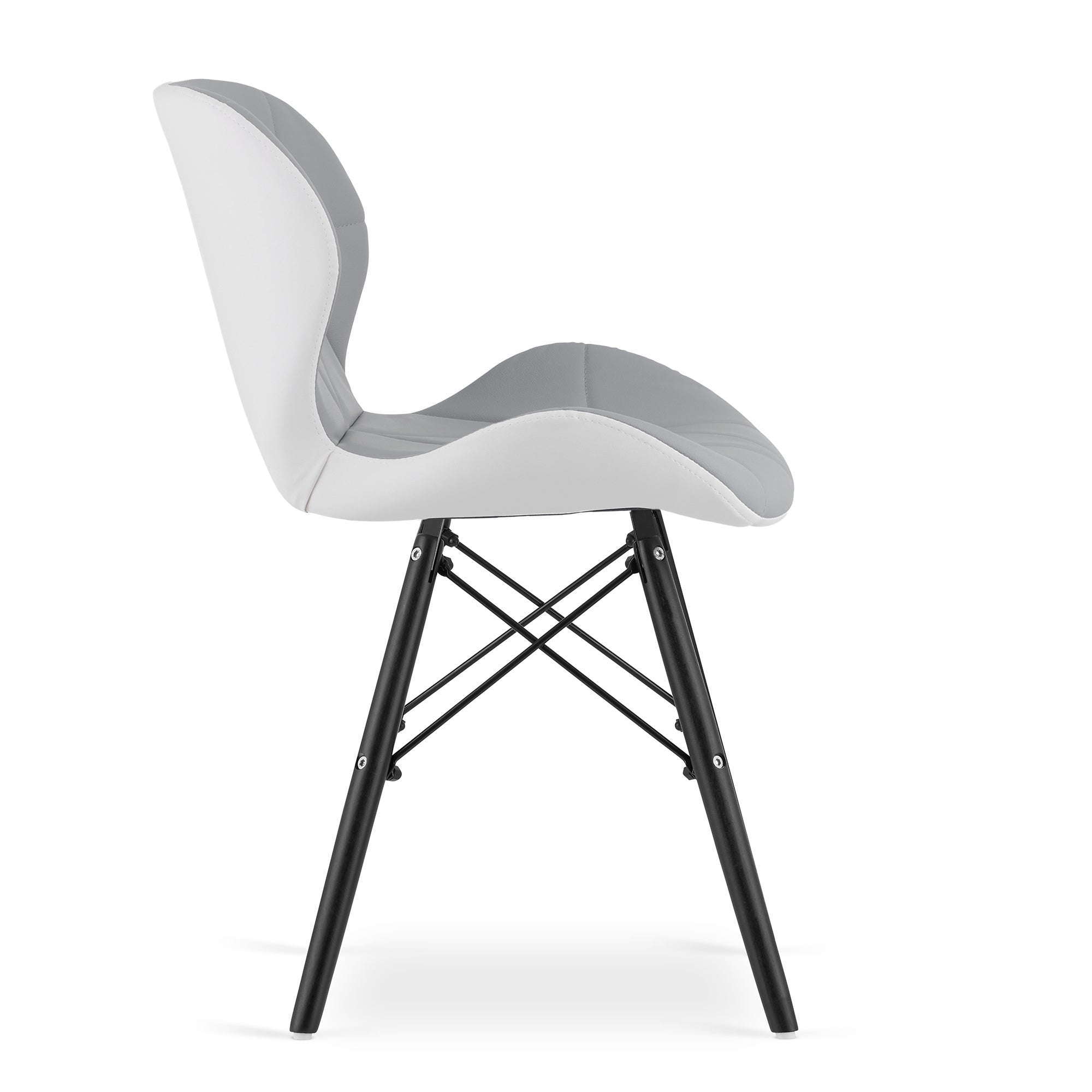 Sedia in ecopelle VALORA WAKO - Design moderno grigio-bianco con gambe nere