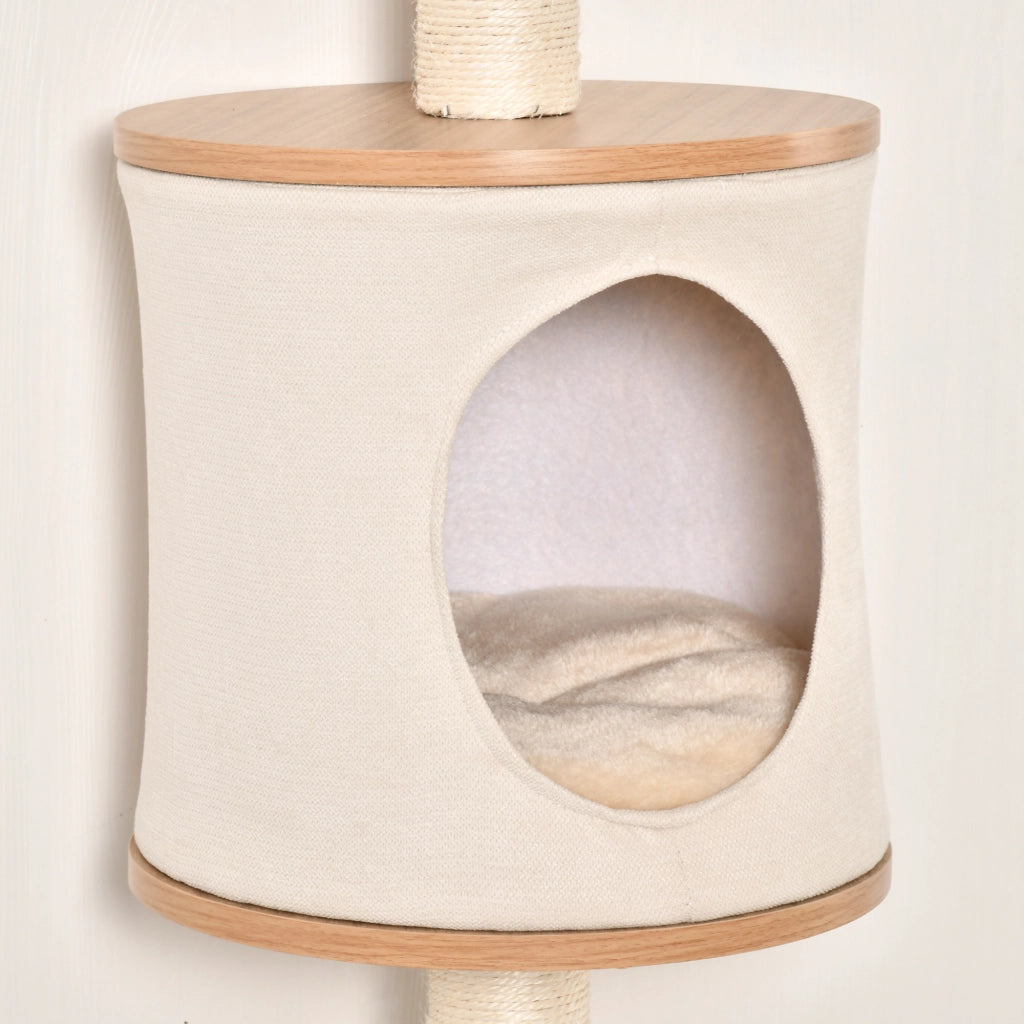 Albero per gatti a parete con piattaforme, cuccia e tiragraffi in sisal ¨C zephmum ¨C 38x30x149 cm