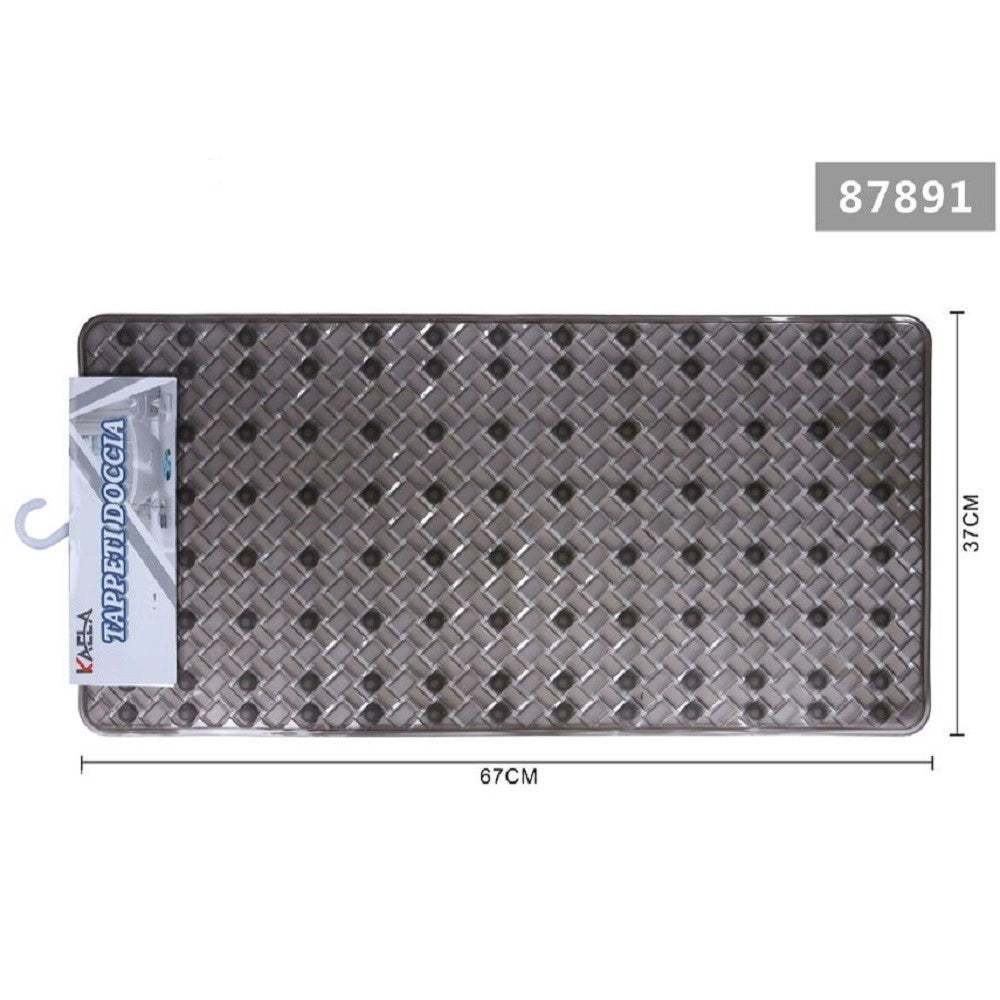 Trade Shop - Tappeto Antiscivolo Rettangolo Per Bagno Doccia Intrecciato Grigio 37x67cm 87891 -