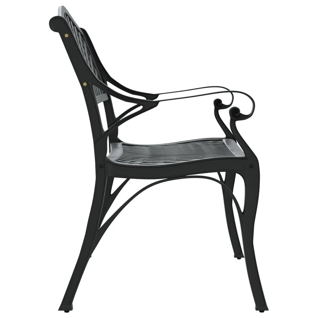 Panchina da Giardino 102 cm in Alluminio Pressofuso Nero