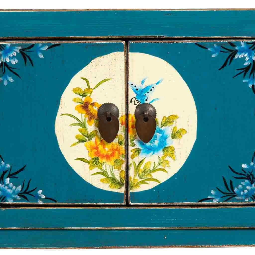 Mobile da ingresso in legno blu 100x25x85h cm