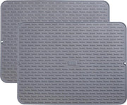 Mat di asciugatura per piatti extra grande - Set di 2 - 24" x 18" - Mat di gomma flessibile resistente al calore - Trivet di silicone per l'acquaio - Mat per superficie di contorno per asciugatura dei piatti
