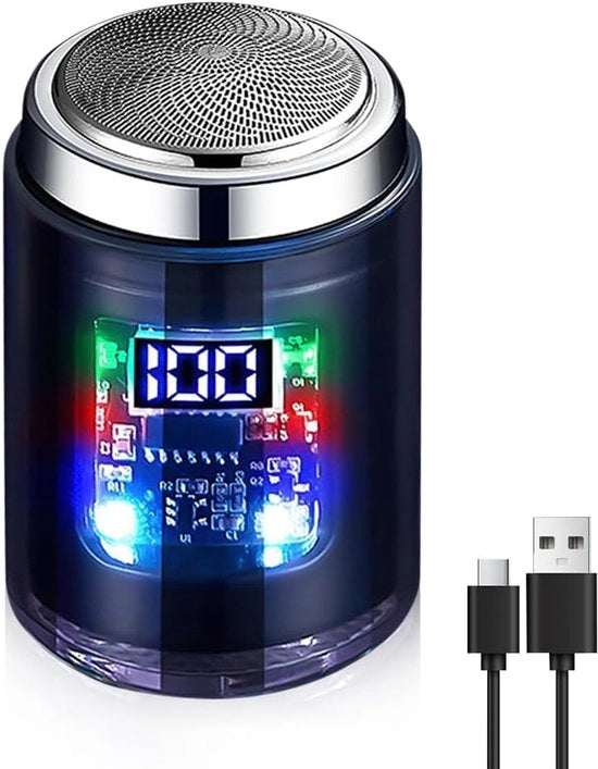 Elettrorasato mini per uomo, adatto per uso domestico e viaggio, caricabile via USB, display digitale, impermeabile