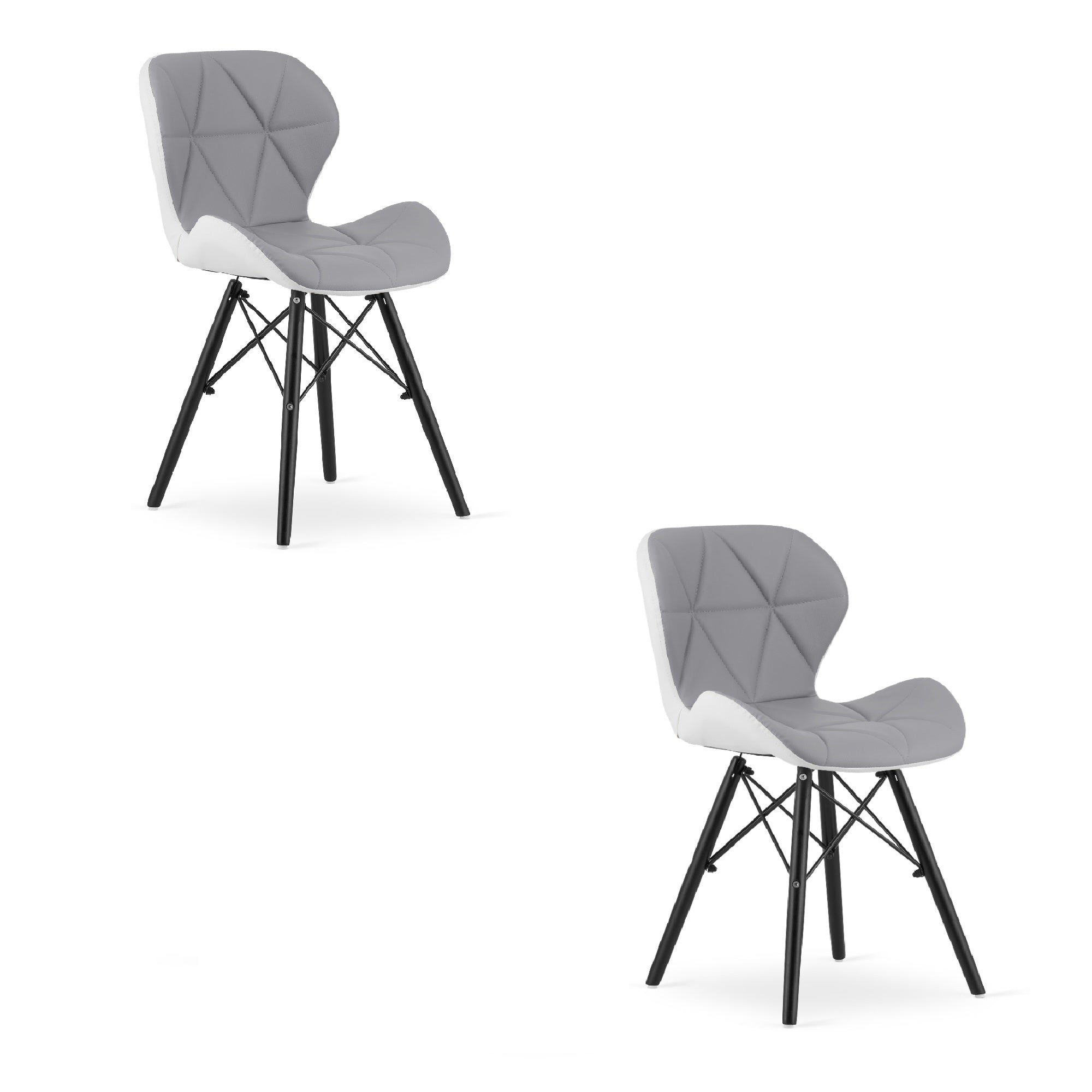 Sedia in ecopelle VALORA WAKO - Grigio-Bianco con gambe nere x 2