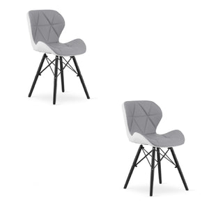 Sedia in ecopelle VALORA WAKO - Grigio-Bianco con gambe nere x 2