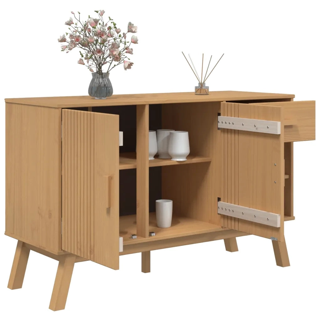 Credenza | Madia | Buffet da pranzo | Armadio da pranzo OLDEN Marrone 114x43x73,5 cm in Legno Massello di Pino
