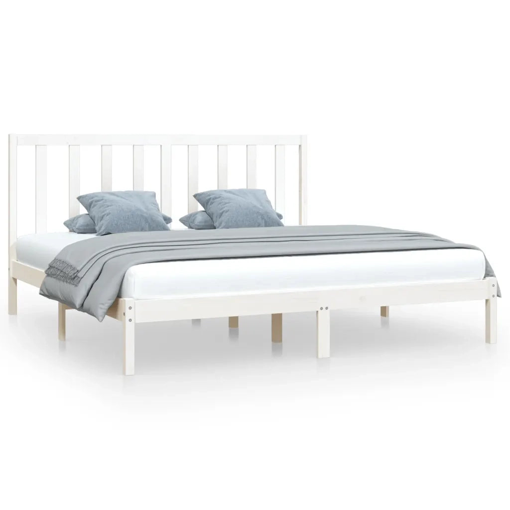 Giroletto-Struttura Letto Bianco in Legno Massello di Pino 200x200 cm 434843