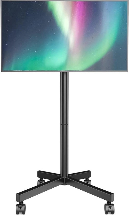 Sostegno rotante per schermo da 23 a 60 pollici LCD LED pieghevole da esterno con ruote e base regolabile in altezza fino a 80 lbs Monitor TV Sostegno Max VESA