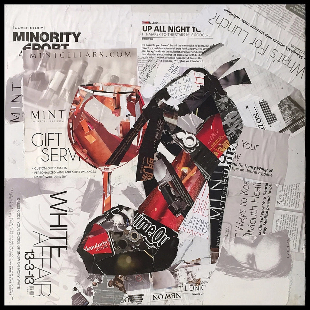 Quadro collage scarpa con tacco Dresscode IV in carta riciclata 52x52 cm