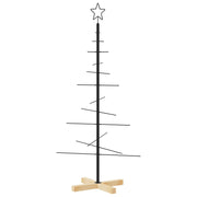 Albero di Natale in Metallo con Base in Legno-Decorazioni natalizie Nero 120 cm