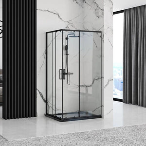 Cabina Doccia Rea Punto Black 80x100 senza piatto doccia