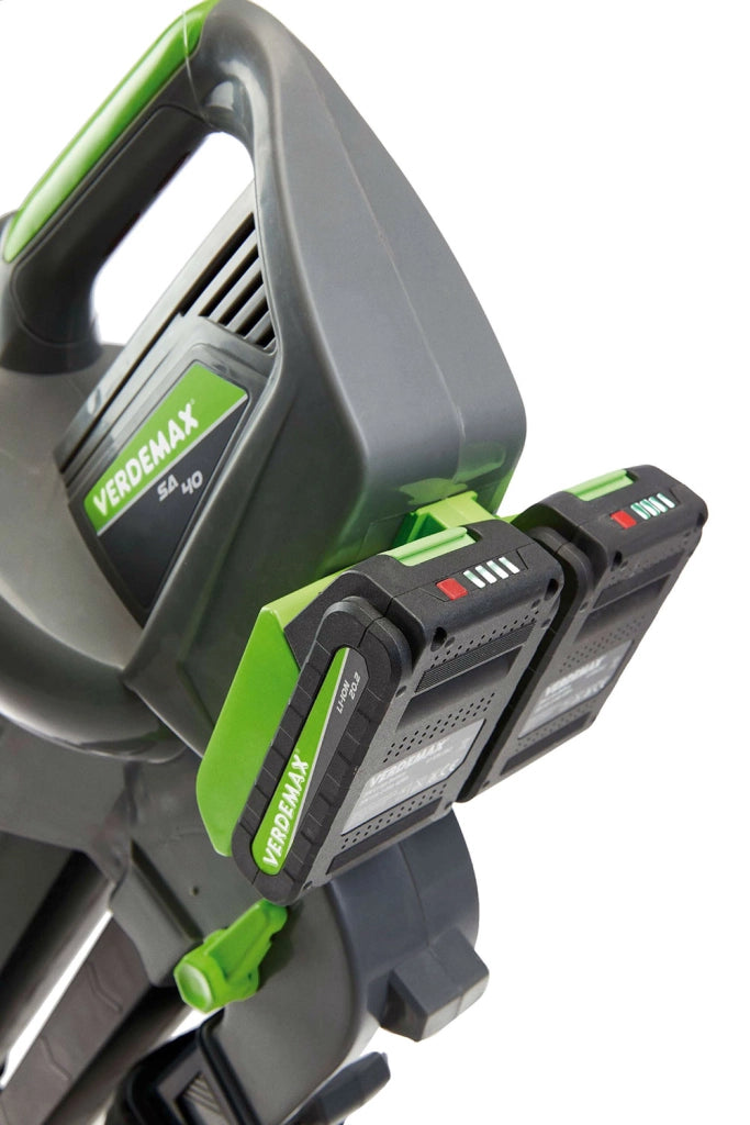 Aspiratore Soffiatore per Foglie a Batteria SAR40 con 2 Batterie 20V Copertura 300 mq con Batteria Verde e Nero