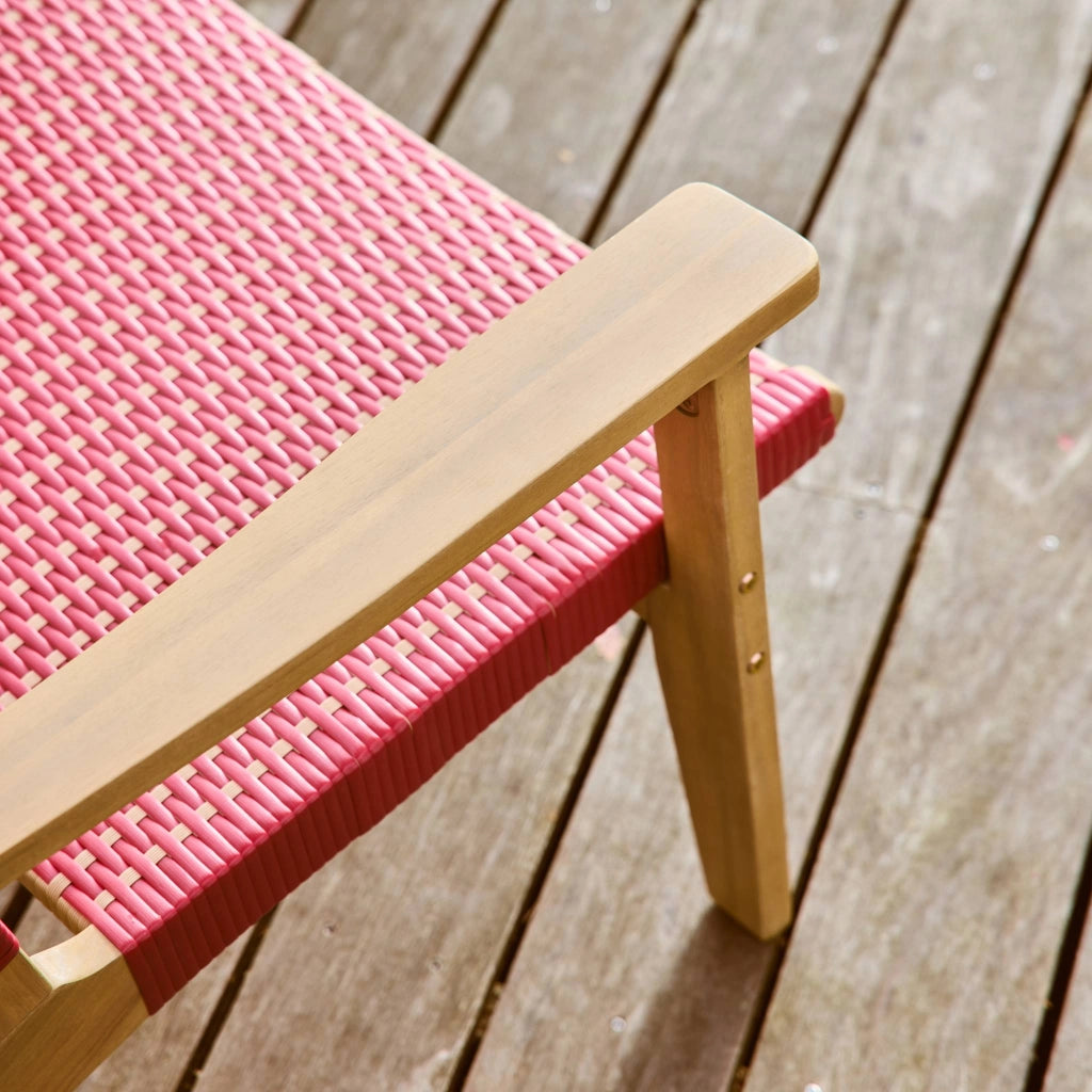 Salotto da giardino in legno di acacia e resina, 4 posti, teak