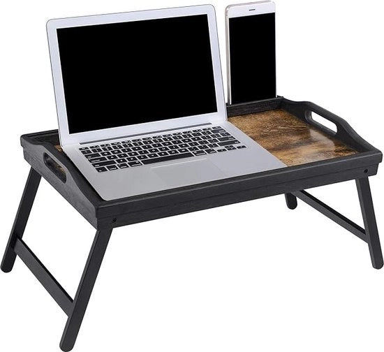 Tavolo da letto portatile, tavolo da notte pieghevole, tavolo da letto per laptop, tavolo da colazione con gambe pieghevoli 30D x 50L x 26A centimetri