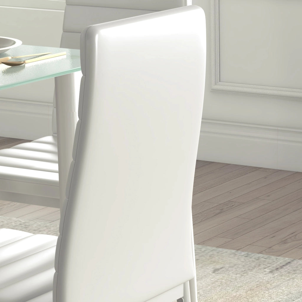 Tavolo da pranzo allungabile con set di 4 sedie ¨C zephmum ¨C bianco, vetro, 90x200