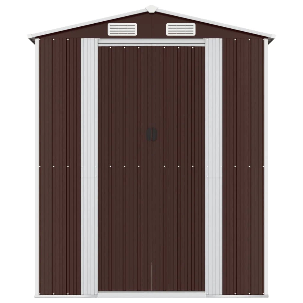 Casetta da giardino cabina ripostiglio capanno da esterno capanno per attrezzi robusta scura 192 x 855 x 223 cm acciaio zincato marrone 02_0022325