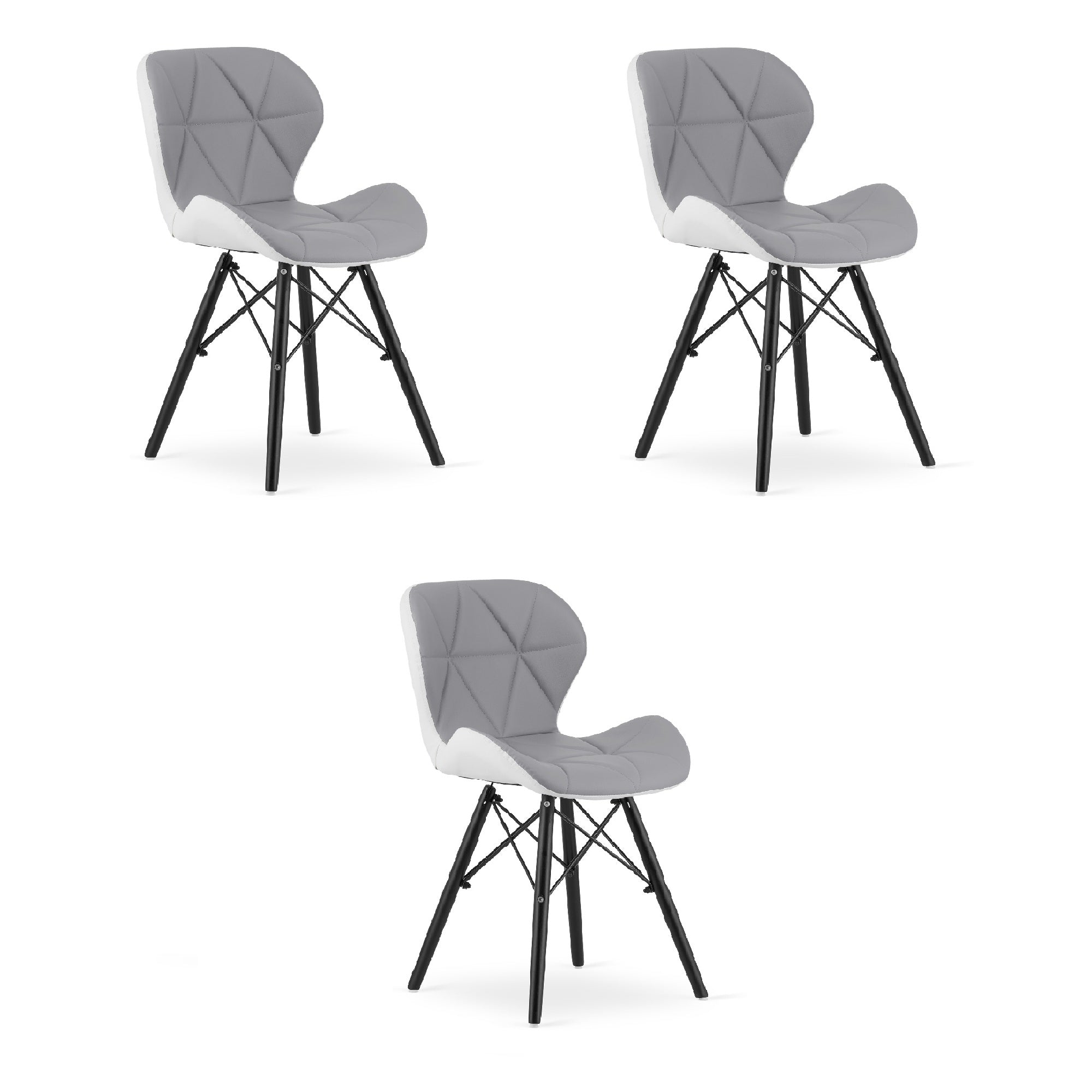 Sedia in ecopelle VALORA WAKO - Grigio-Bianco con gambe nere x 3