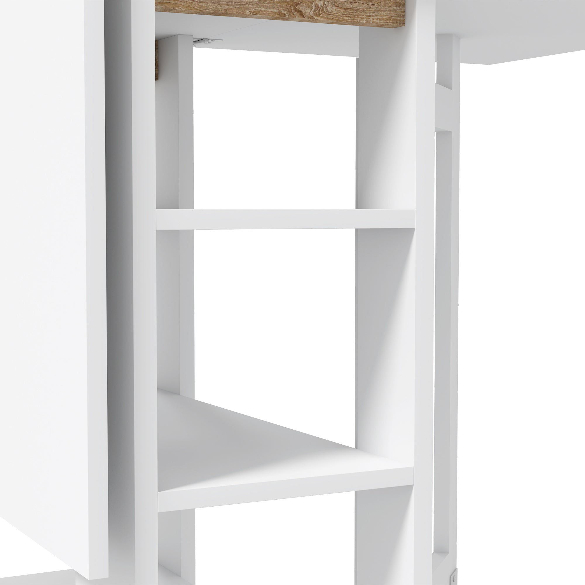 Tavolo Pieghevole da Pranzo 120x60x75 cm con 2 Ribalte e Ripiani in Truciolato Bianco
