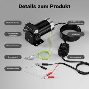 Pompa travaso carburante 12 V 75 W, Pompa travaso gasolio/benzina, 14 l/min, 3200 giri/min, con accessori