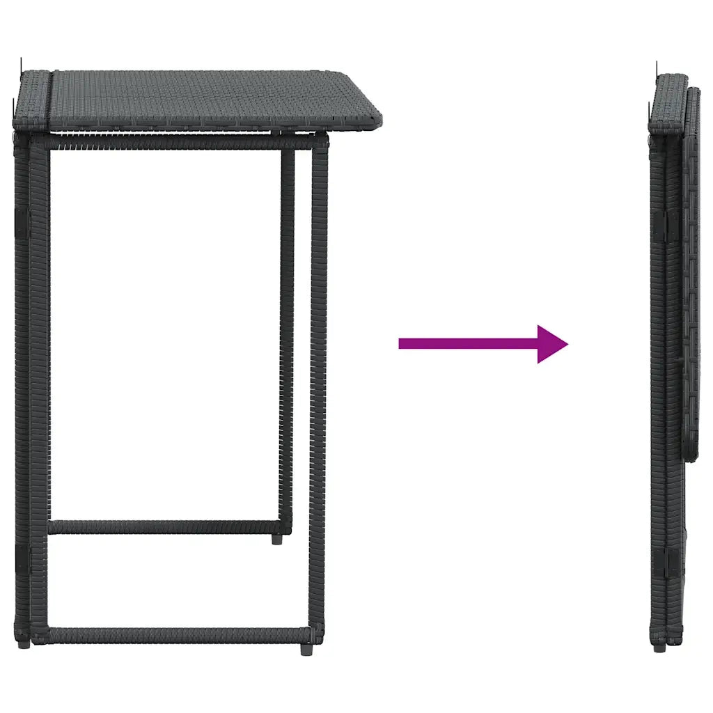 Tavolo da Giardino Pieghevole Nero 90x51x75 cm in Polyrattan 4108254