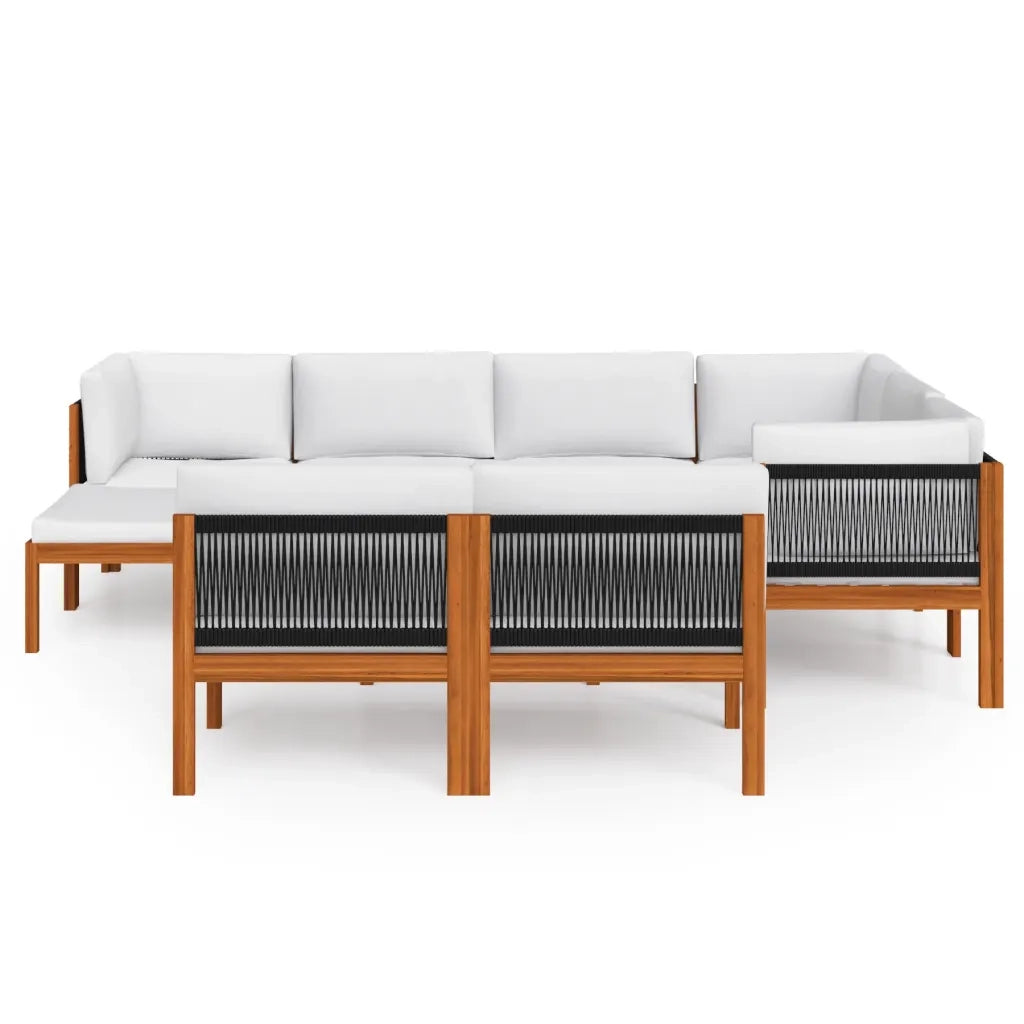 Set Divani da Giardino 10 pz con Cuscini Crema Massello Acacia cod mxl 44023