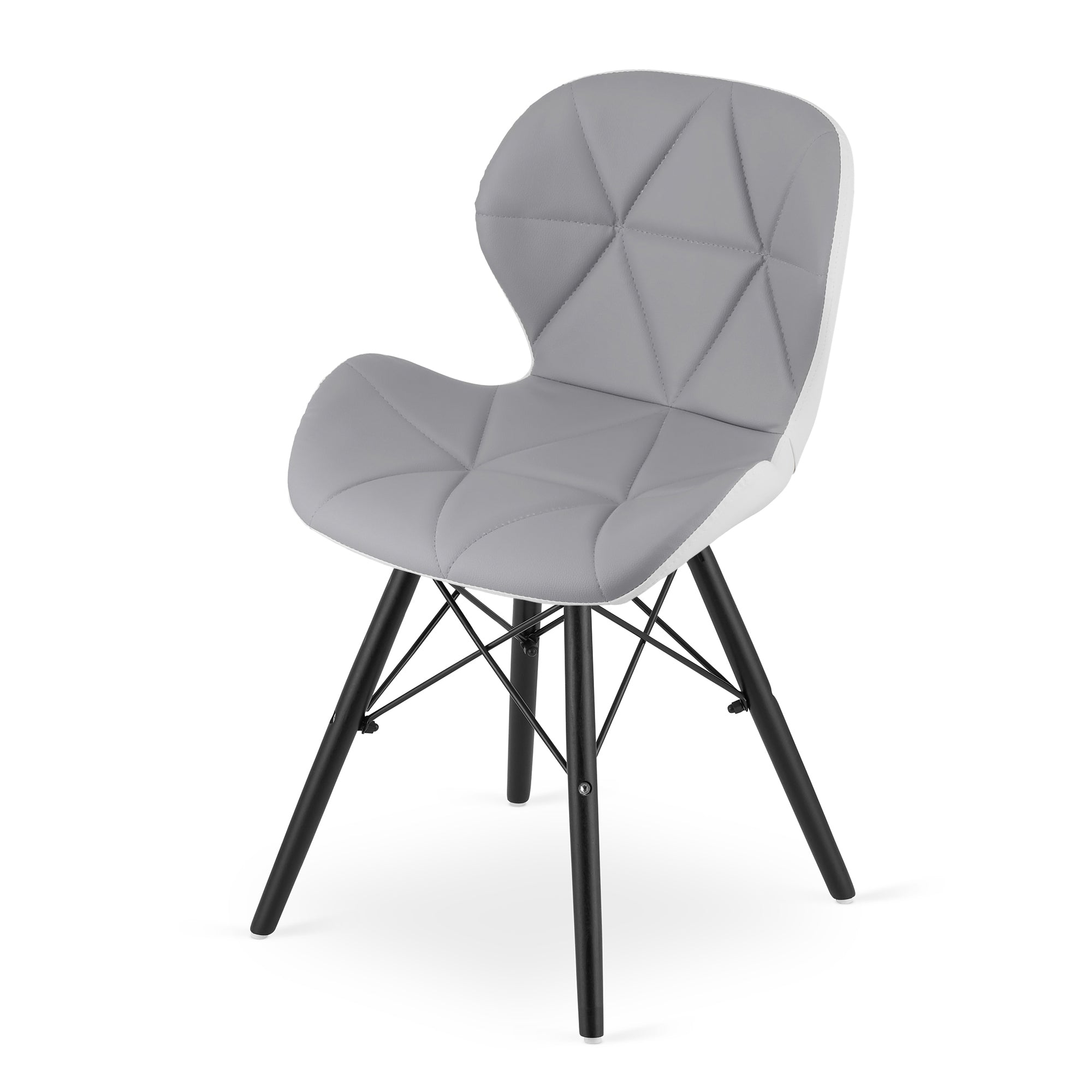 Sedia in ecopelle VALORA WAKO - Grigio-Bianco con gambe nere x 4
