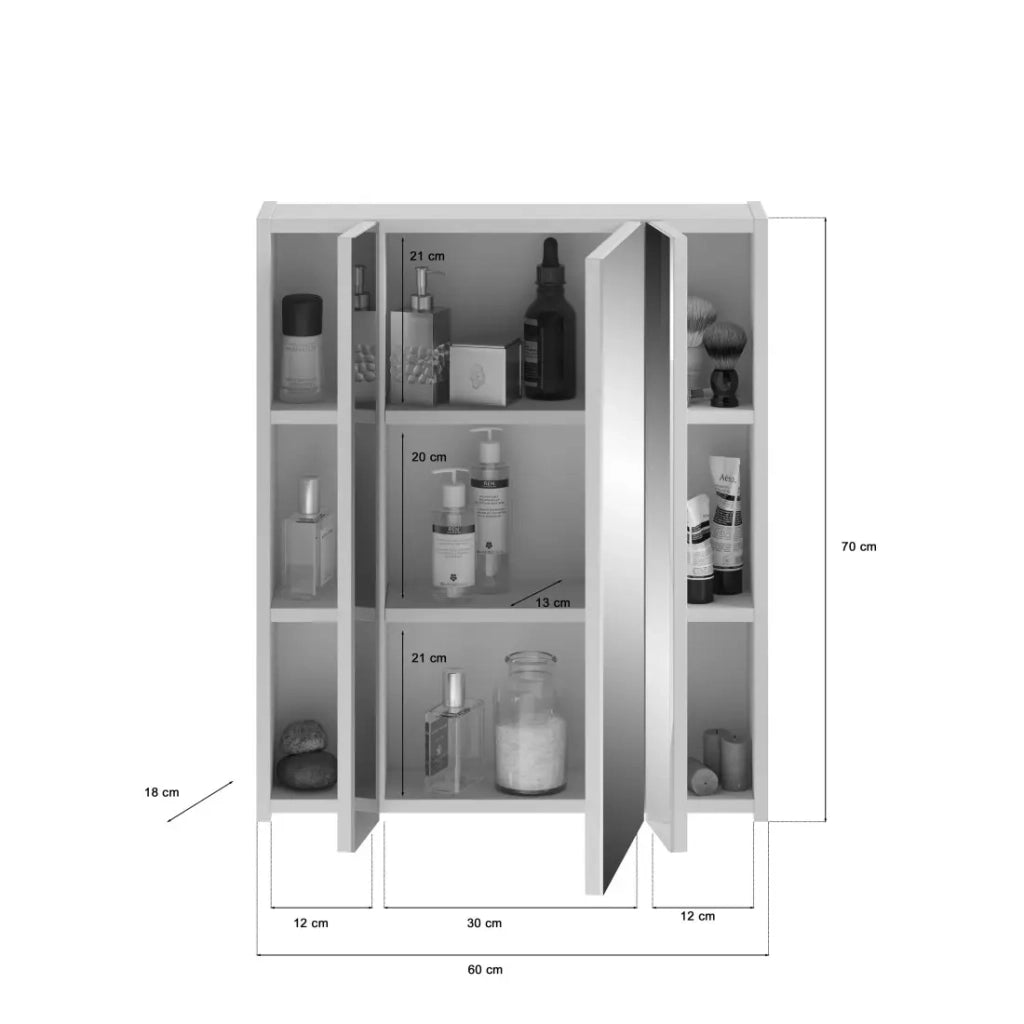 Set da bagno: mobile sotto lavabo + mobiletto con specchio - Bianco lucido - KLEANKIN