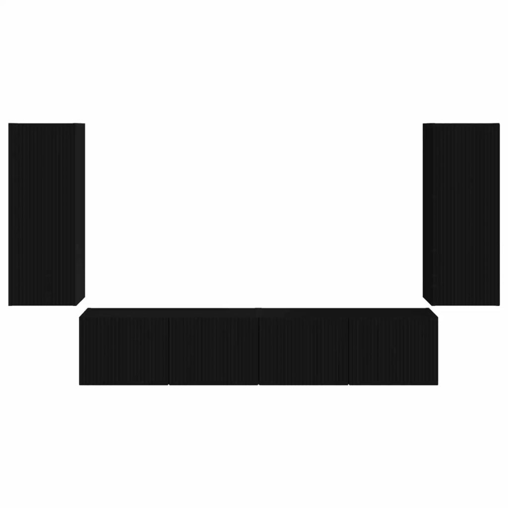 Set di Mobiletto da TV a Parete 4 pcs Nero Legno multistrato 3408917