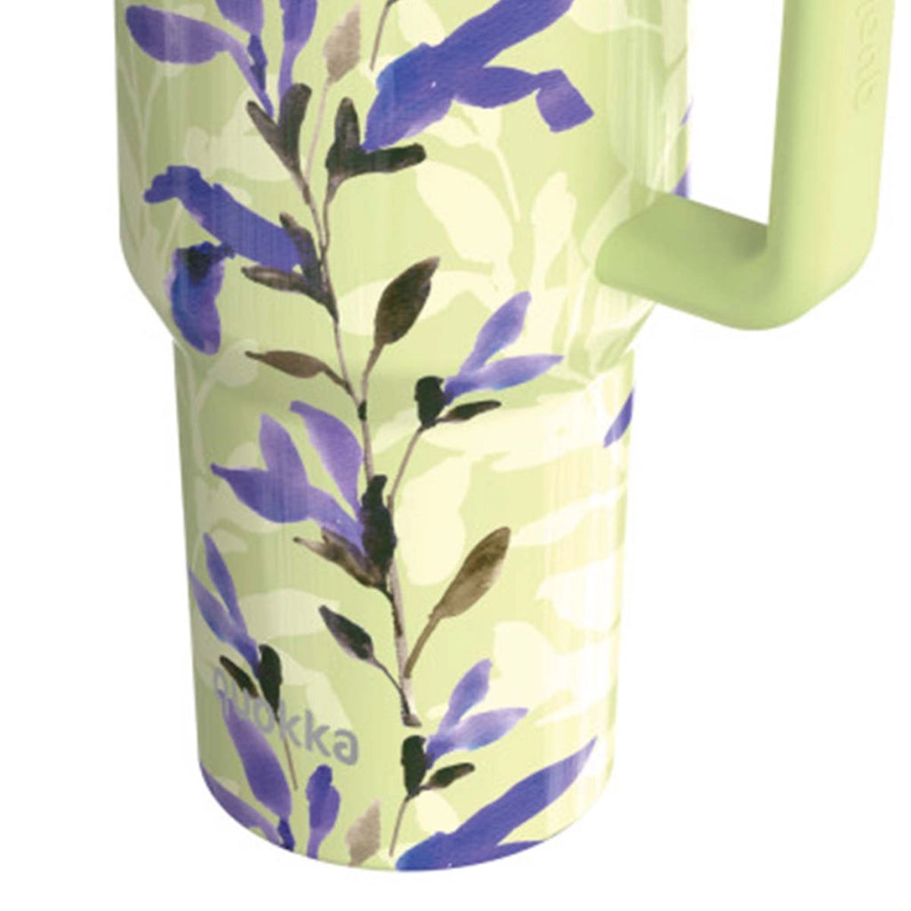 Bicchiere Termico 1200 ml con Cannuccia con Decorazione Floreale Matcha Verde Quokka