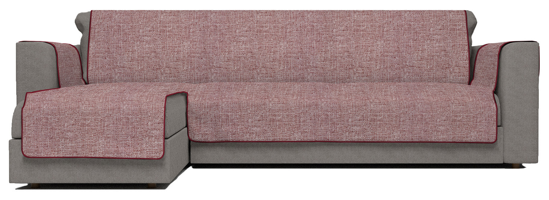 Copridivano in Poliestere con Penisola Sinistra Seduta 240 cm Bordeaux