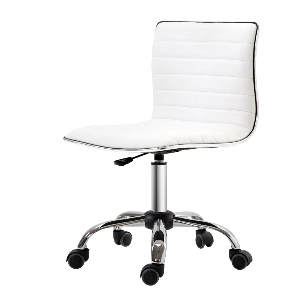 Sedia da Ufficio Girevole Regolabile in Altezza ¨C Xylo ¨C Metallo e Similpelle Bianco 48x52x78-90cm