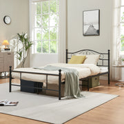 Letto Piazza e Mezza Florenz in Acciaio con Testiera Alta Decorativa 120 x 200 cm Nero [en.casa]