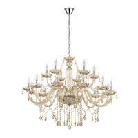 Lampadario A Sospensione Classico Basilano Acciaio Cromo Vetro 18 Luci E14