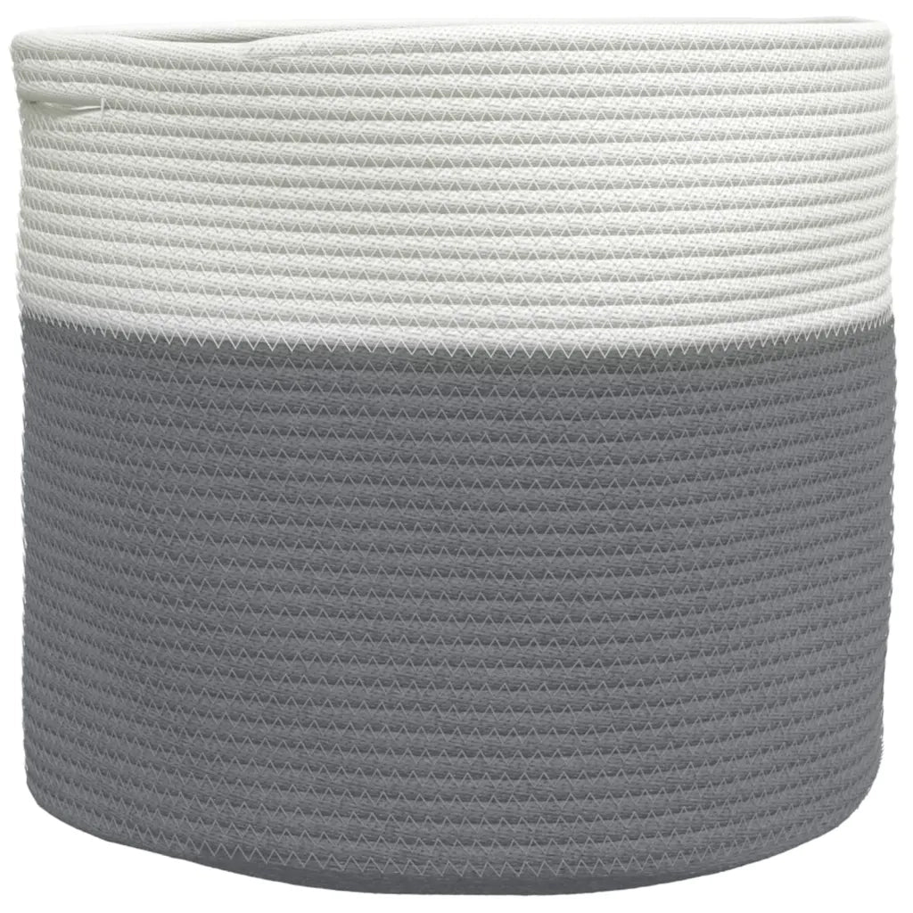 Cestino Portaoggetti Grigio e Bianco ?40x35 cm in Cotone CFW3264557